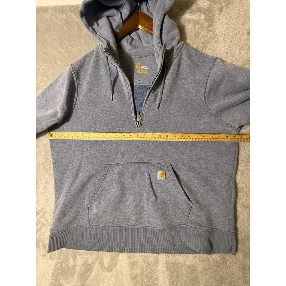 CARHARTT Men's 1/4 Zip Pullover Sweater 2XL Blue Hoodie